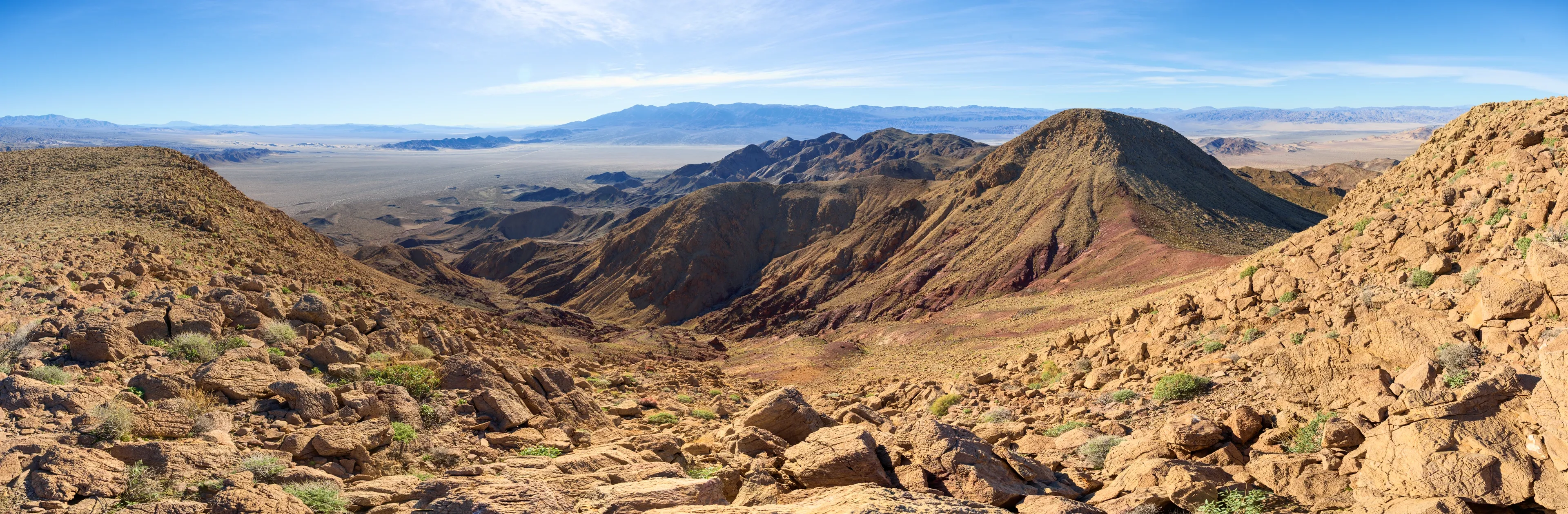 A view of On Death Valley's Edge: Saddle Peak Hills featuring Ibex Benchmark in Death Valley National Park, CA on the Saddle Peak Hills Trail during the morning in Winter.